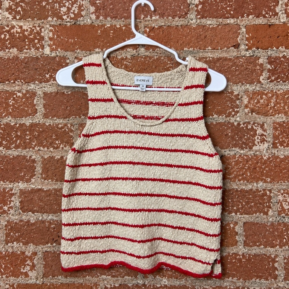Evereve XS Striped Cotton Knit Sweater Tank Top Nautical Fall Preppy Boho